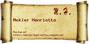 Mekler Henrietta névjegykártya